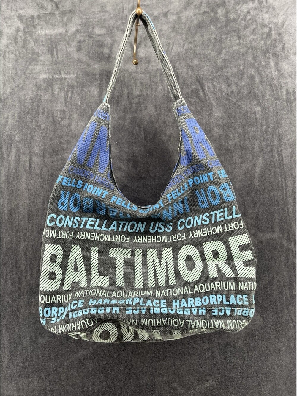 Robin Ruth Baltimore Canvas Hobo Shoulder Bag Harborplace Travel Souvenir Blue